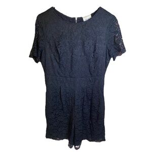 Beige by eci Black Floral Lace Short Sleeve Romper Size 8